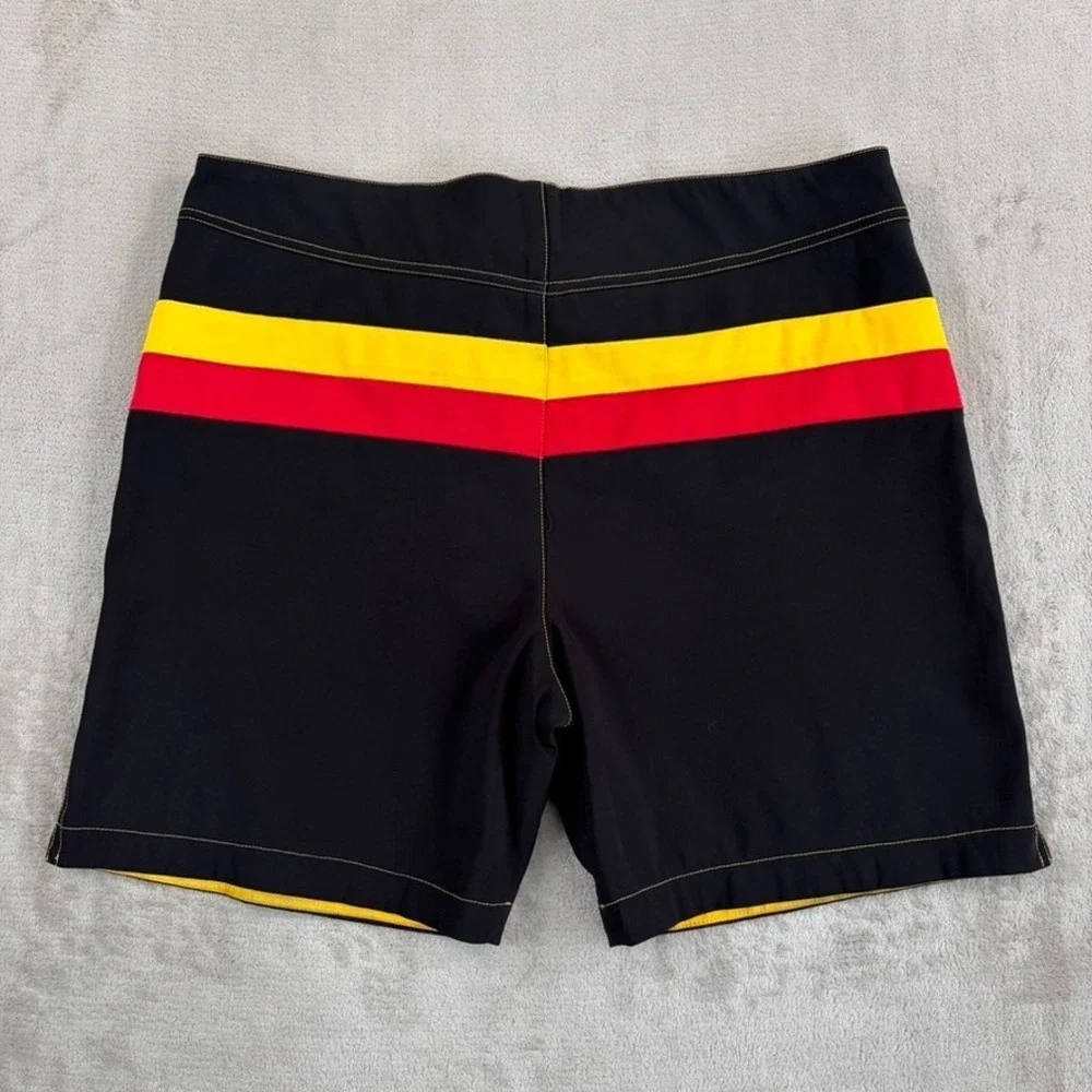 Parke & Ronen Swim Trunk Short in Black Striped 70s Inspired men 38x7 Lined NOWT